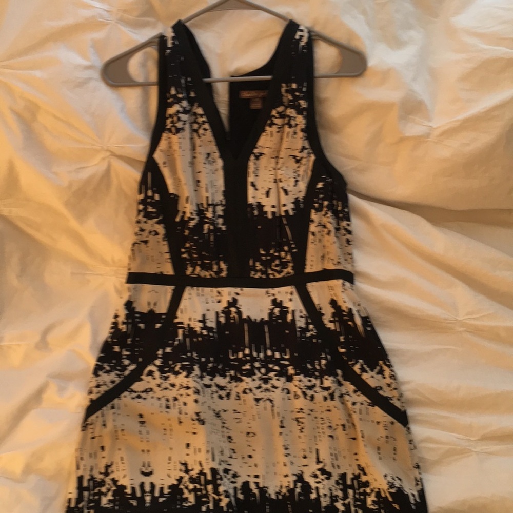 Cream and Black Contemporary Pattern Work Dress